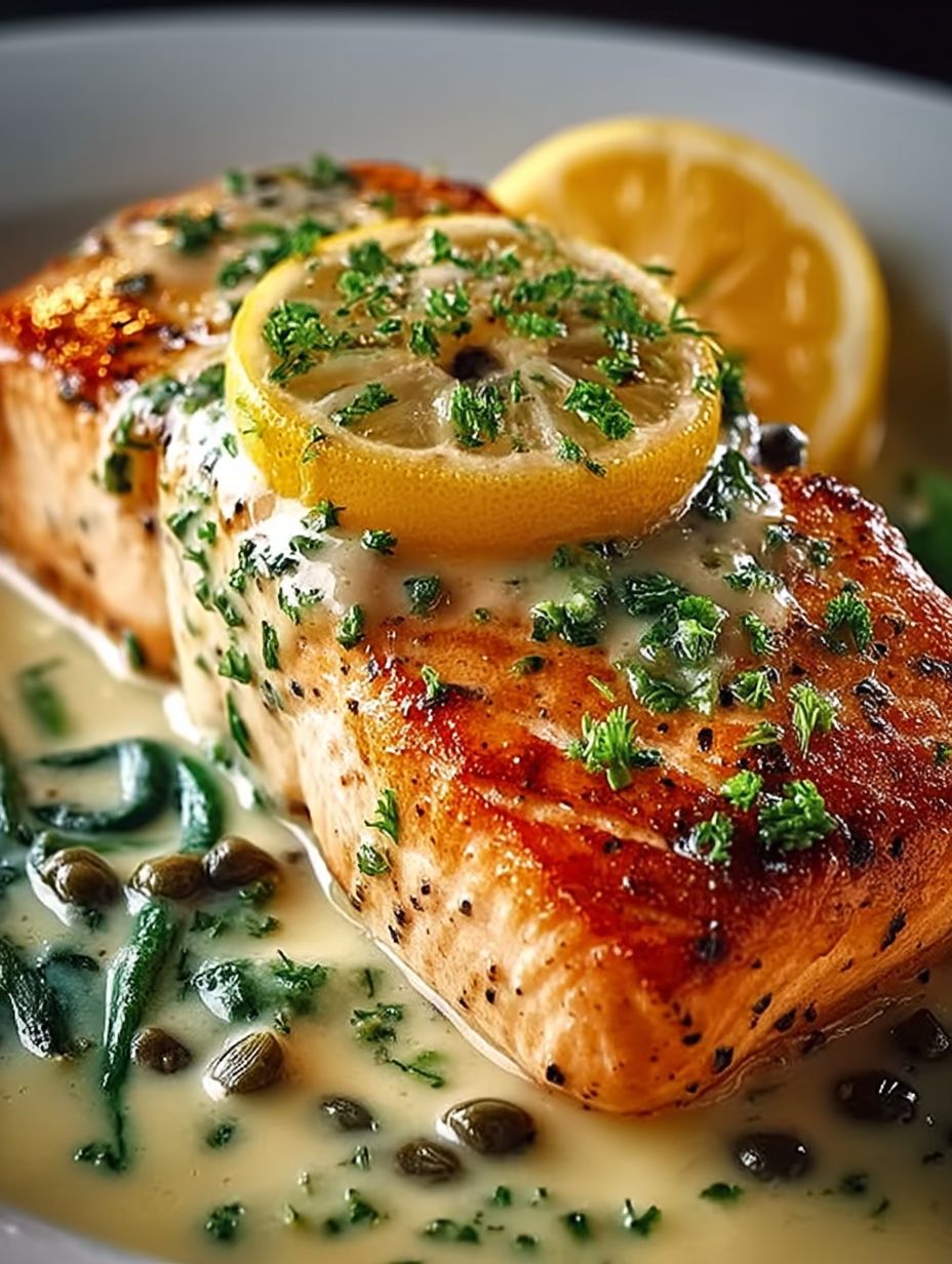 Creamy Lemon Garlic Salmon Piccata image 2