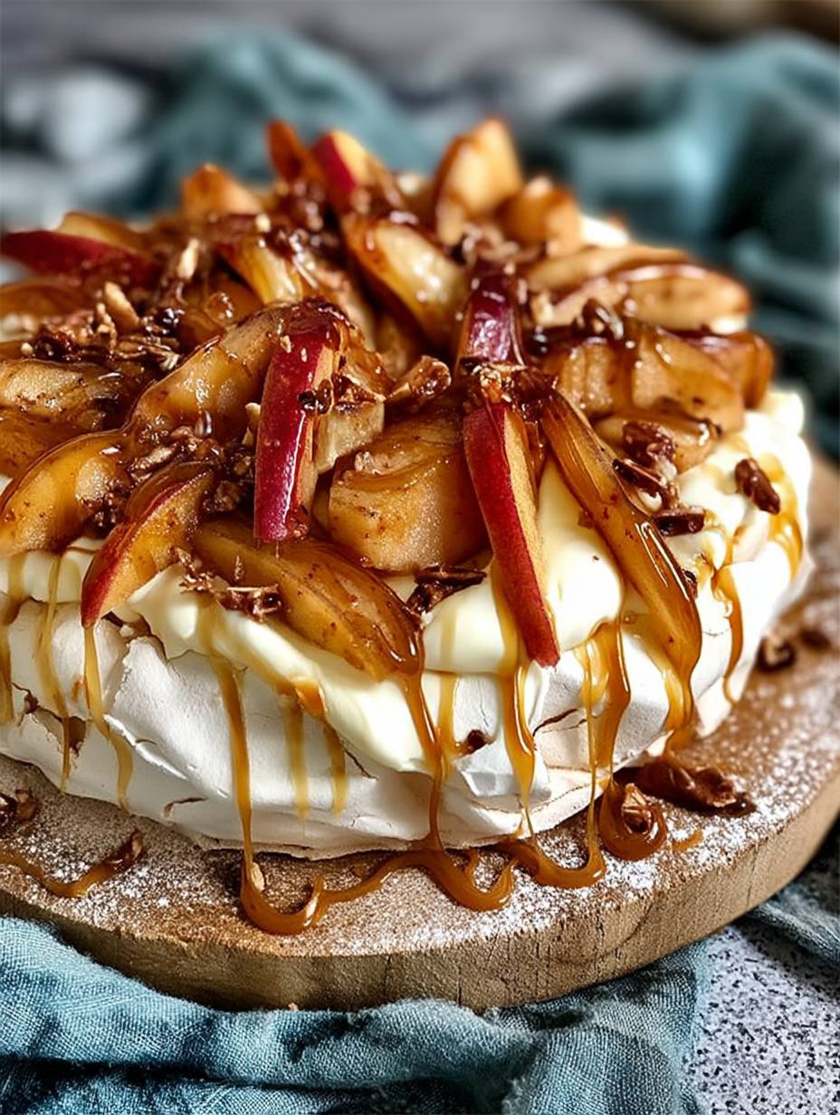Autumn Pavlova with Apples, Maple Cream, and Salted Caramel image 2