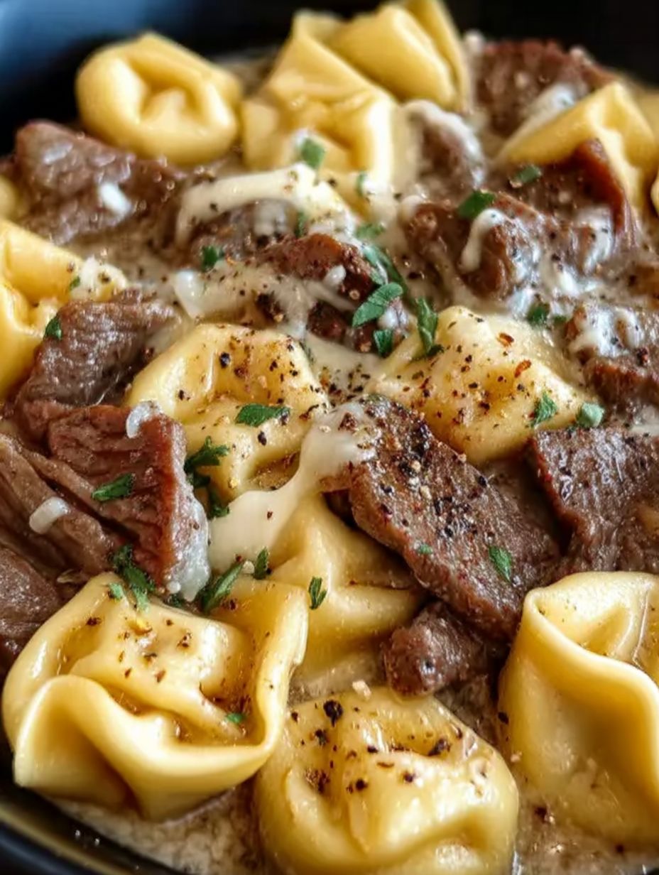 Cheesesteak Tortellini in Rich Provolone Sauce image 2