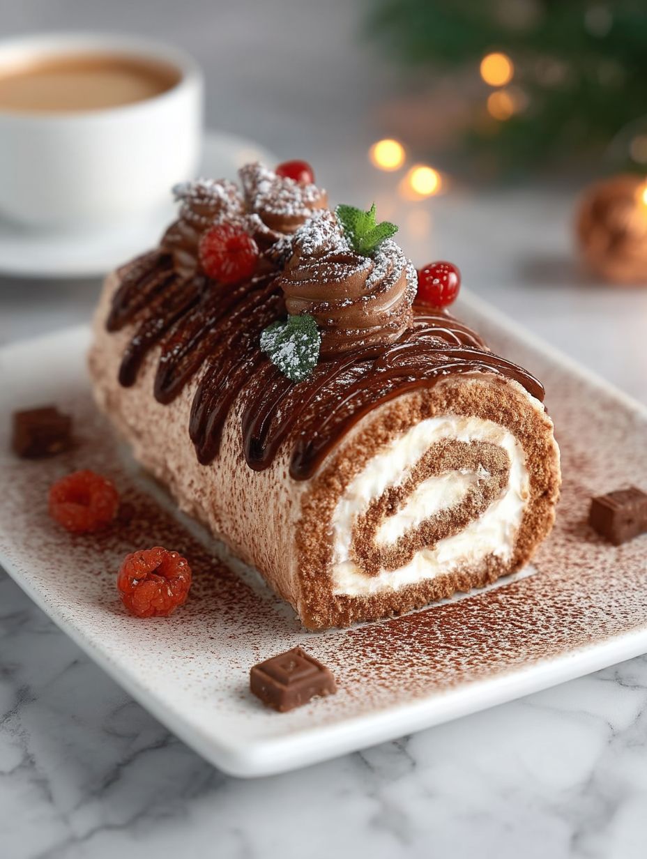 Elegant Tiramisu Yule Log Cake image 2