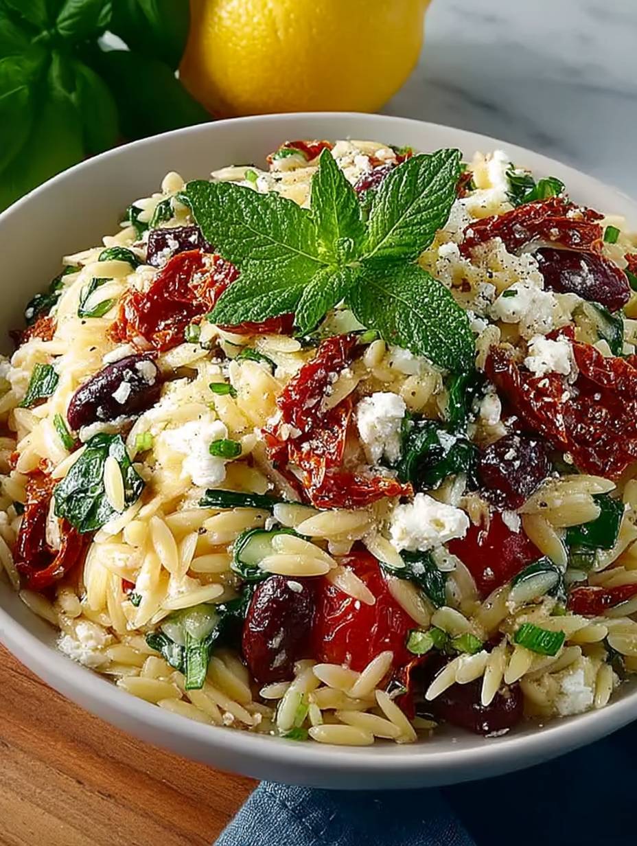 Orzo Feta Sun Dried Tomato Salad image 2
