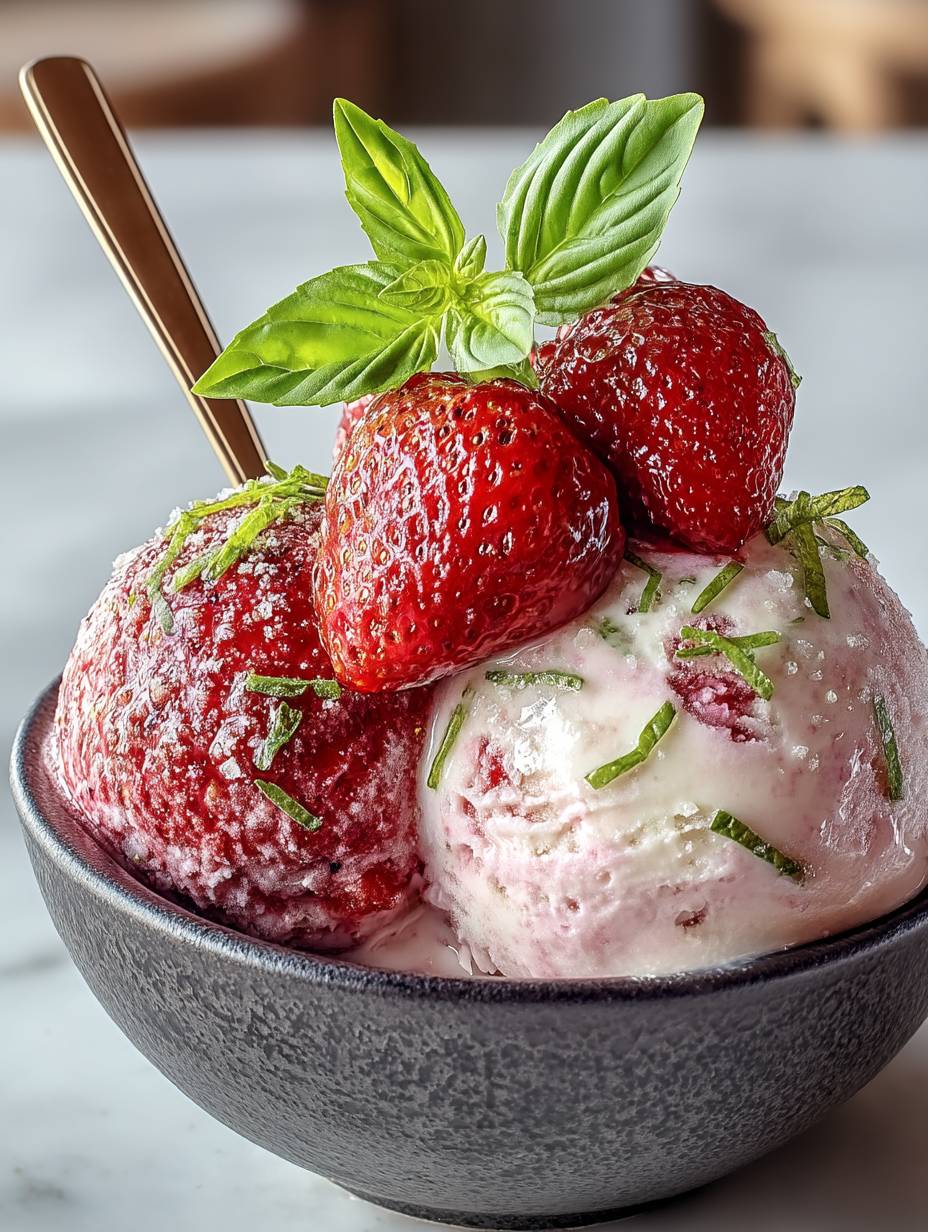 Roasted Strawberries & Lime Basil Ice Cream image 2
