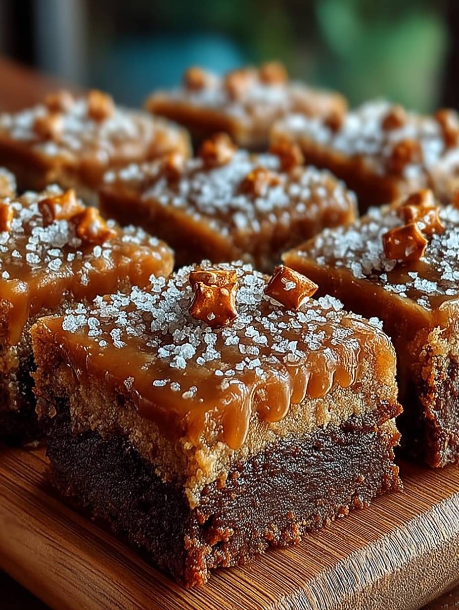 Sweet and Salty Salted Caramel Pretzel Blondies Recipe image 2