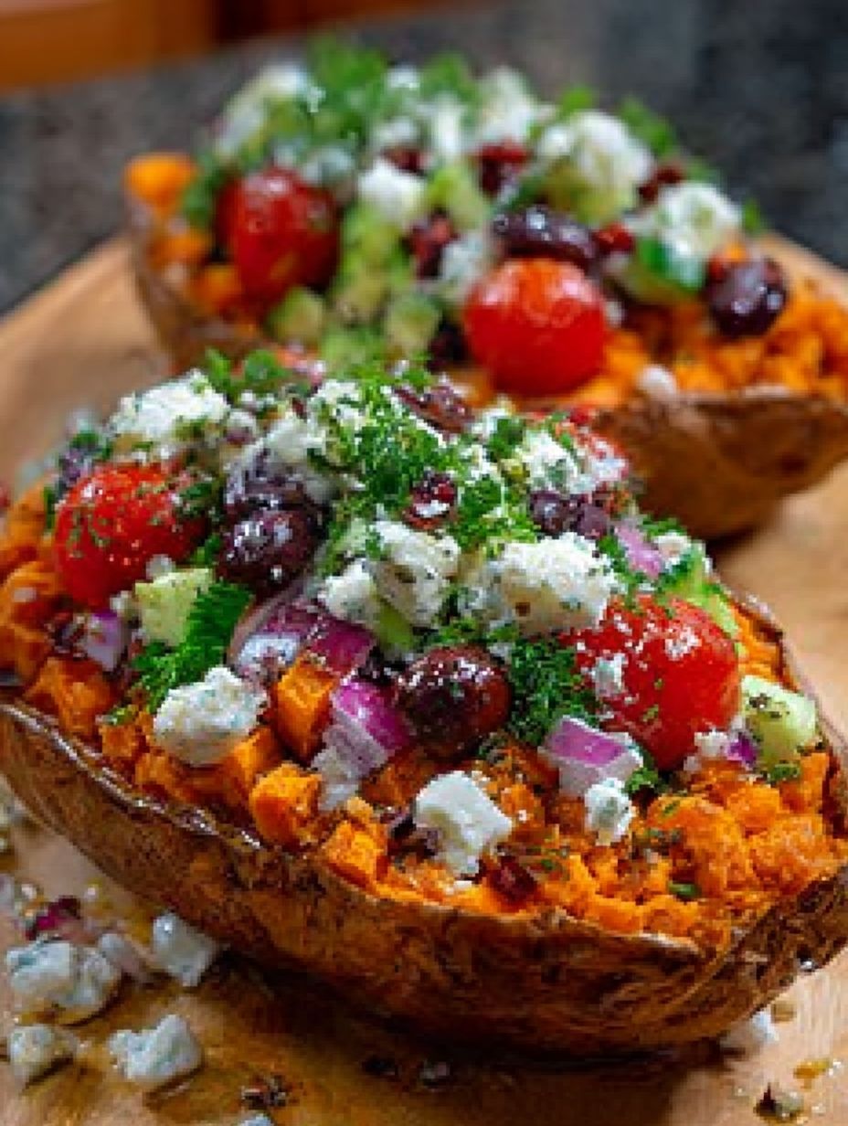 HEALTHY MEDITERRANEAN SWEET POTATO BOATS image 2