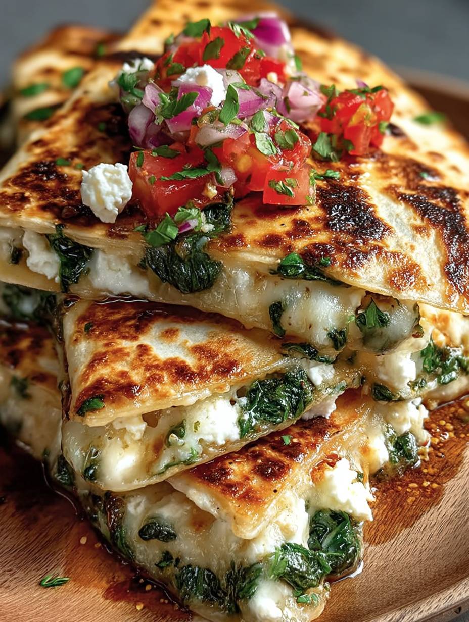 Mediterranean Quesadillas with Spinach, Feta, Mozzarella, and Red Onion image 2